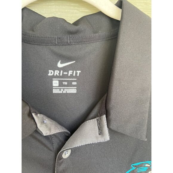 Nike Mens Carolina Panthers Dri-Fit Short Sleeve Polo Black Grey Size XXL - Picture 2 of 5